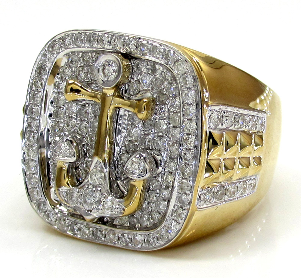 14k yellow and white gold diamond anchor ring 1.40ct - Image 2