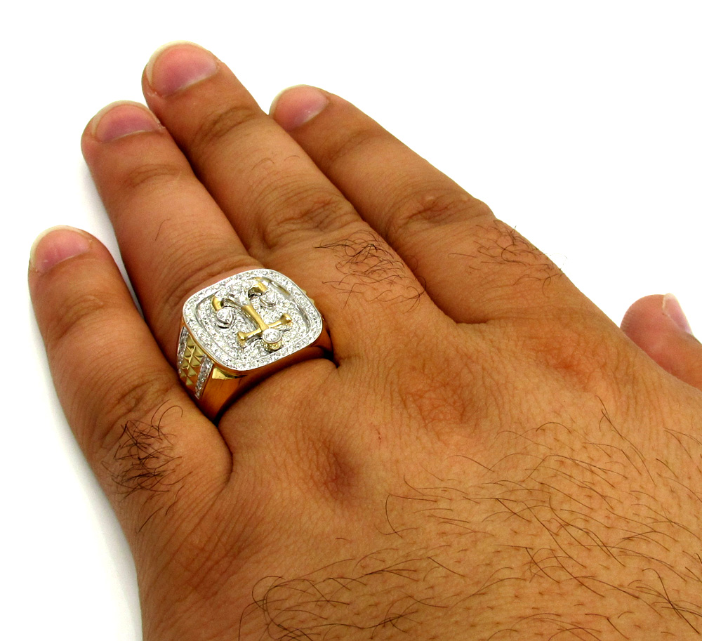 14k yellow and white gold diamond anchor ring 1.40ct - Image 6