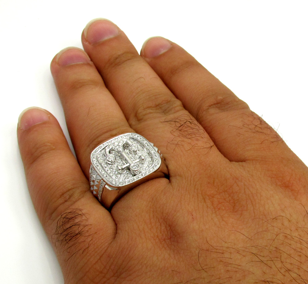 14k yellow and white gold diamond anchor ring 1.40ct - Image 7