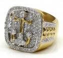 14k yellow and white gold diamond anchor ring 1.40ct