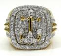14k yellow and white gold diamond anchor ring 1.40ct