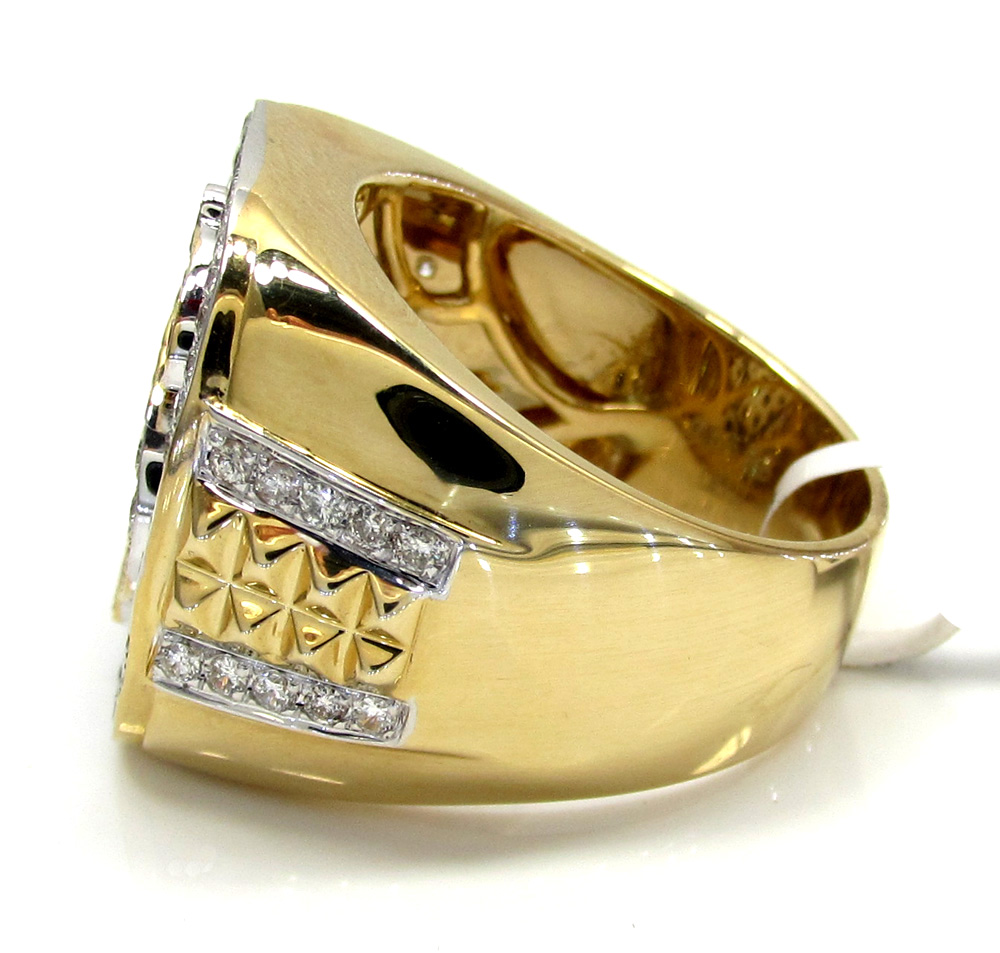 14k yellow and white gold diamond dollar sign money ring 1.56ct - Image 4