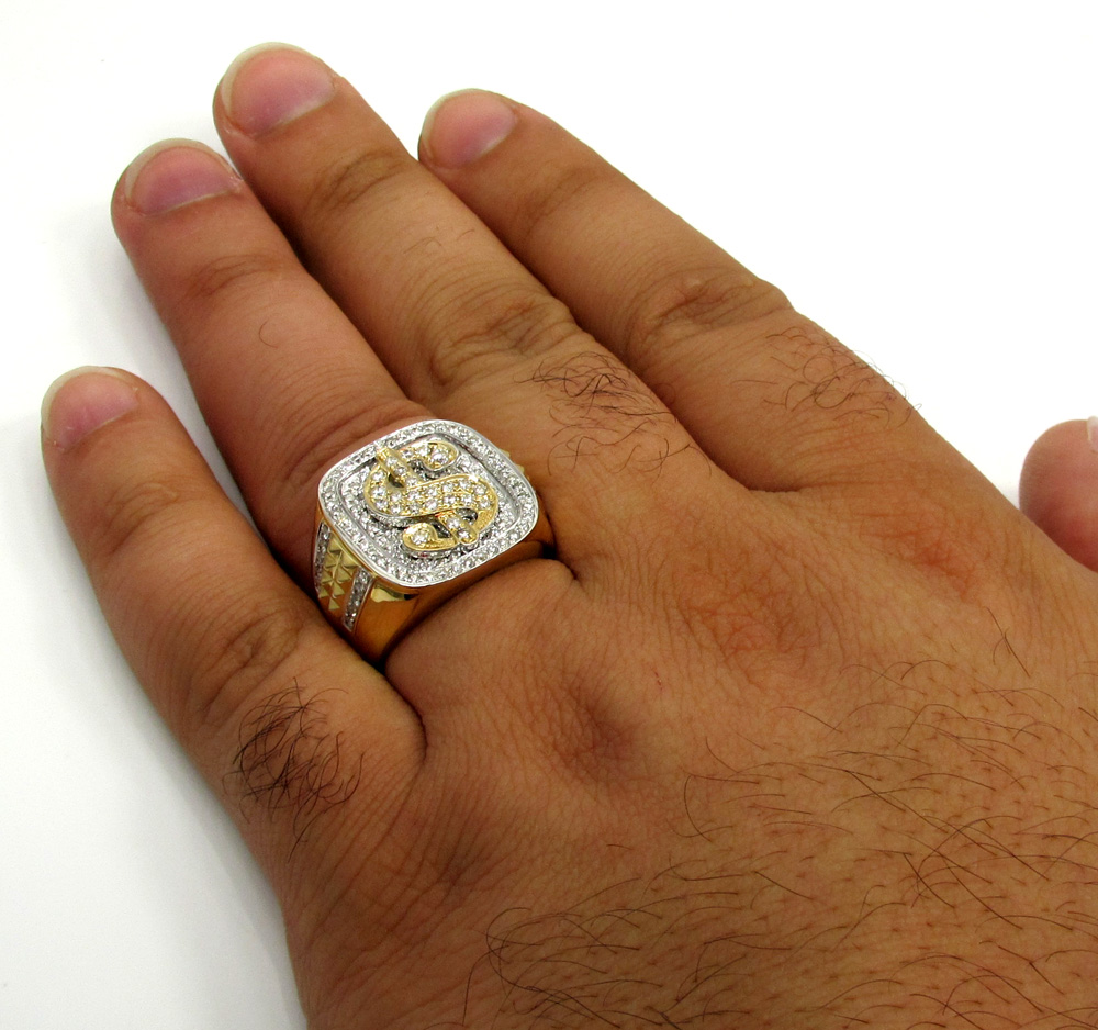 14k yellow and white gold diamond dollar sign money ring 1.56ct - Image 6