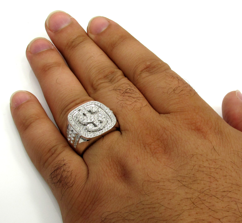 14k yellow and white gold diamond dollar sign money ring 1.56ct - Image 7