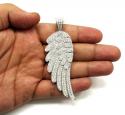 14k unisex white gold super xl diamond angel wing pendant 7.70ct