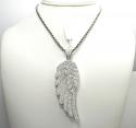 14k unisex white gold super xl diamond angel wing pendant 7.70ct