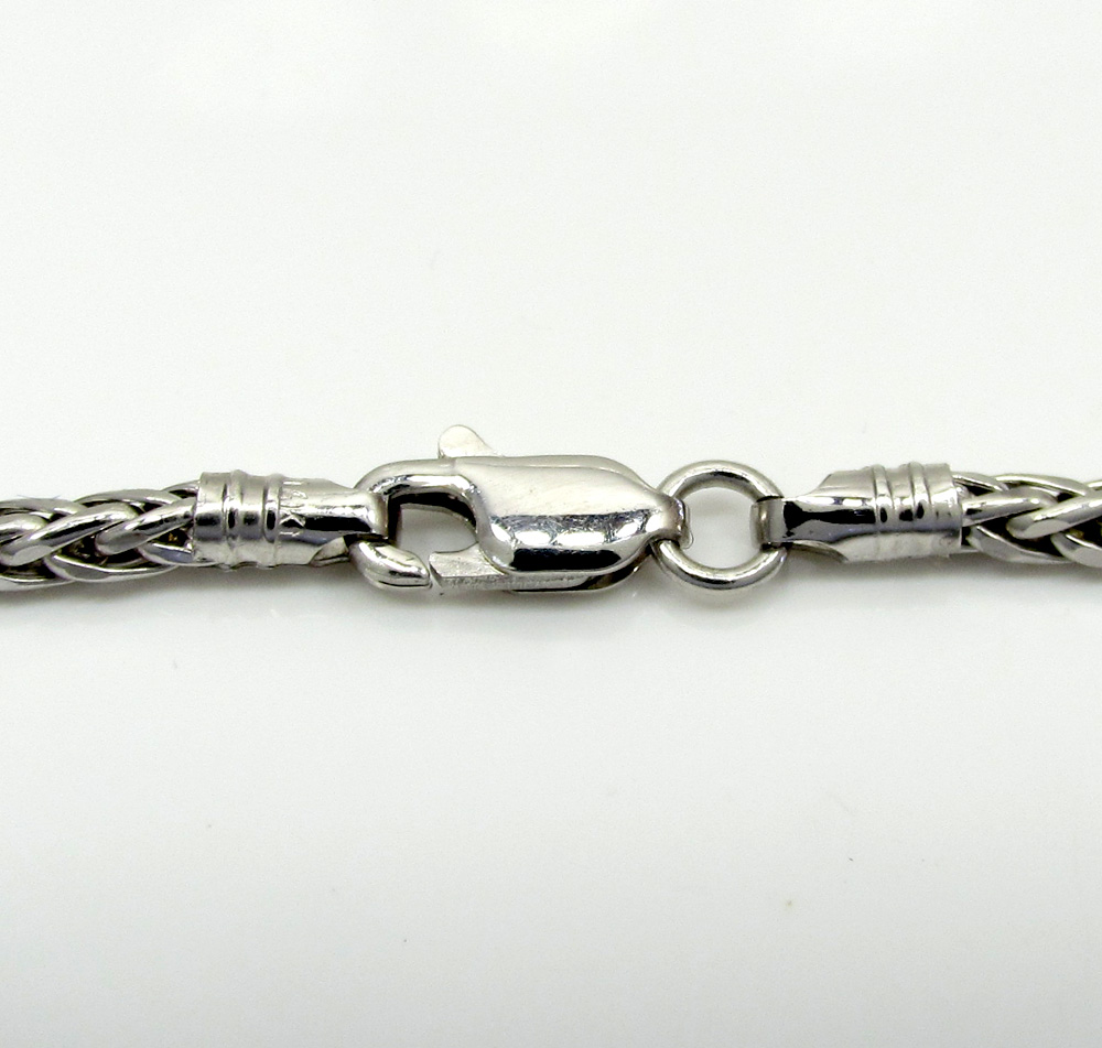 14k white gold hollow skinny wheat franco chain 16-24 inch 2.2mm
