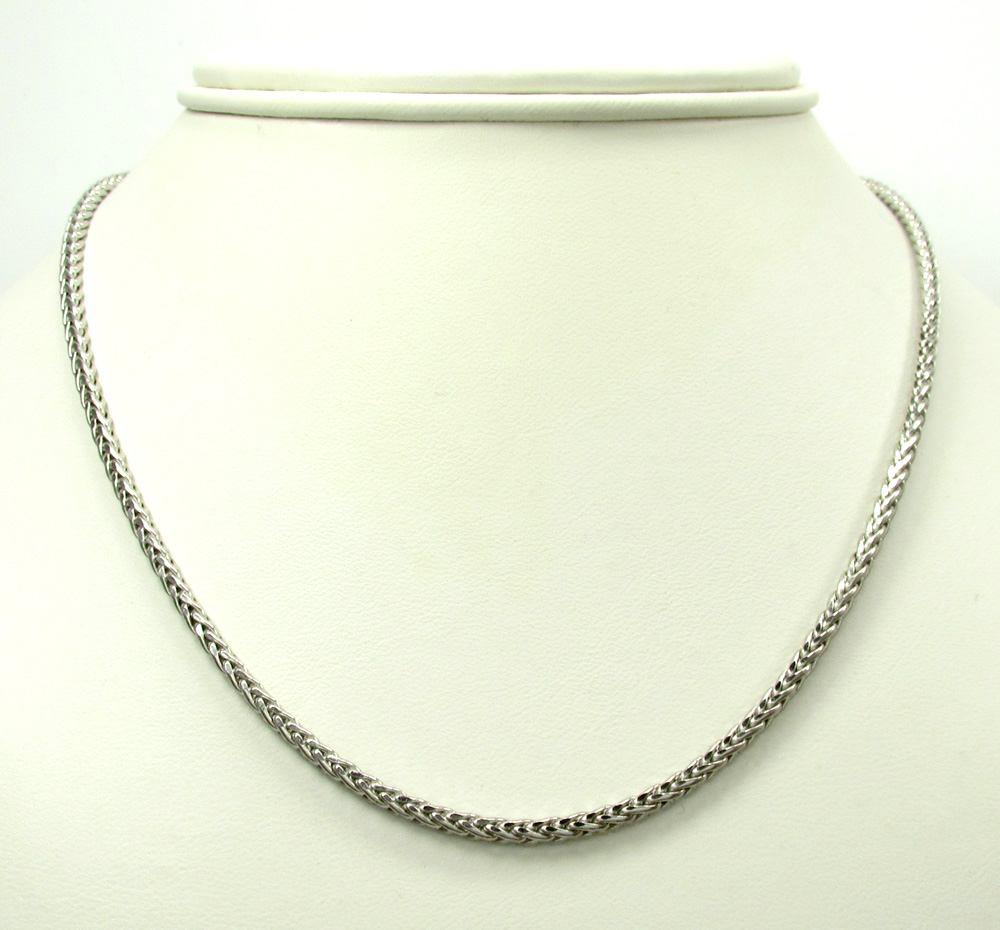 14k white gold hollow skinny wheat franco chain 16-24 inch 2.2mm - Image 6