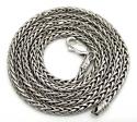 14k white gold hollow skinny wheat franco chain 16-24 inch 2.2mm