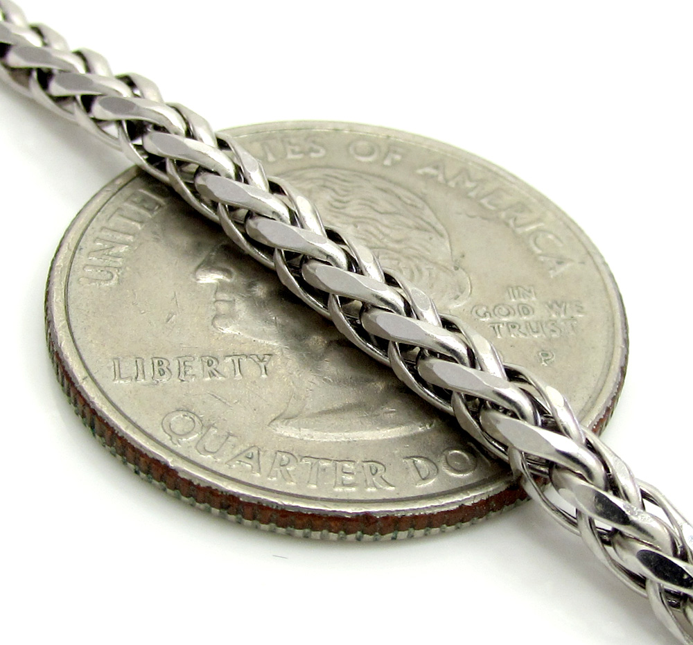 14k white gold hollow wheat franco chain 16-30 inch 3.5mm - Image 3