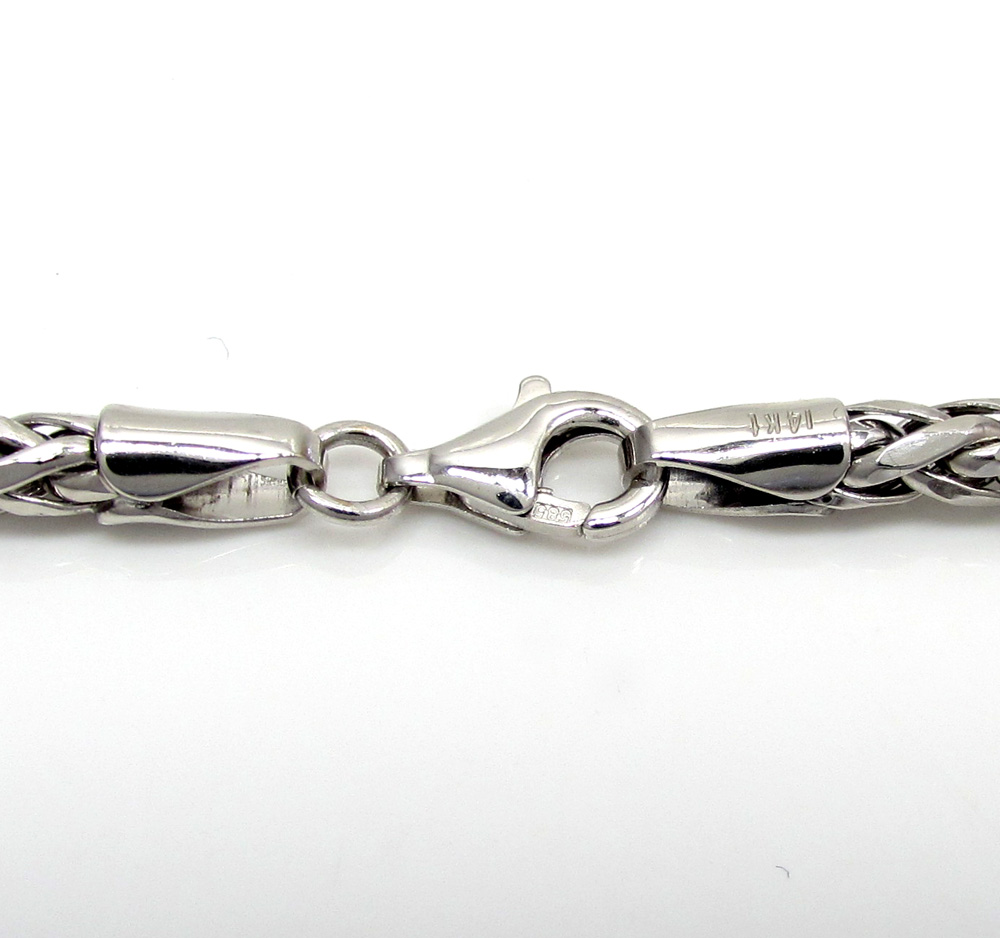 14k white gold hollow wheat franco chain 16-30 inch 3.5mm - Image 4