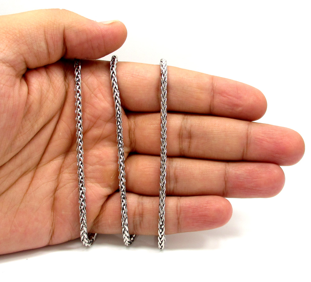 14k white gold hollow wheat franco chain 16-30 inch 3.5mm - Image 5