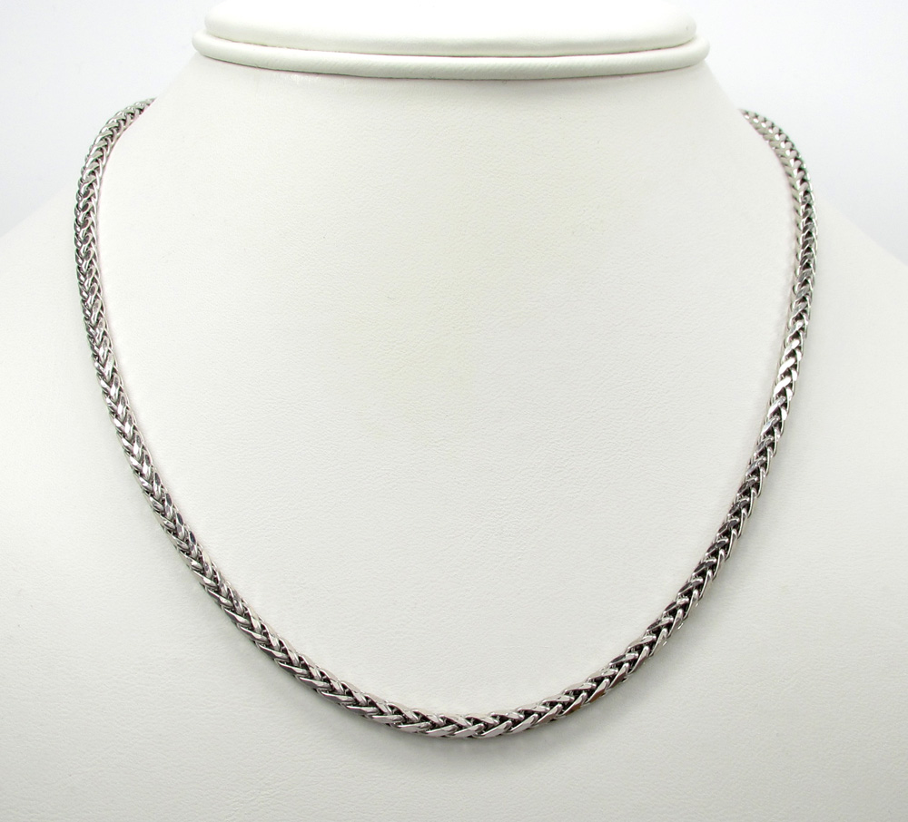 14k white gold hollow wheat franco chain 16-30 inch 3.5mm - Image 6