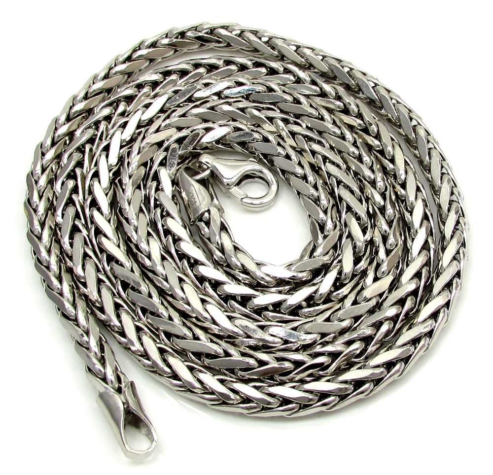 14k white gold medium hollow wheat franco chain 16-30 inch 4mm - Image 2