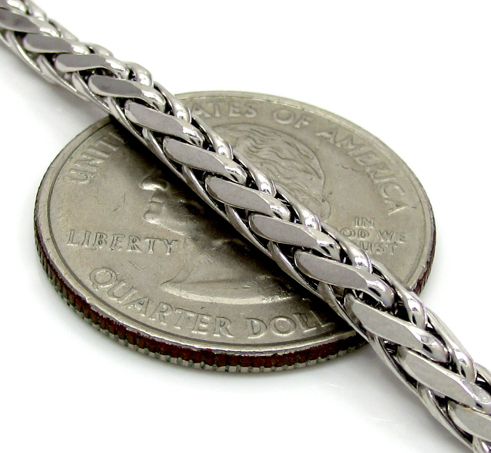 14k white gold medium hollow wheat franco chain 16-30 inch 4mm - Image 3