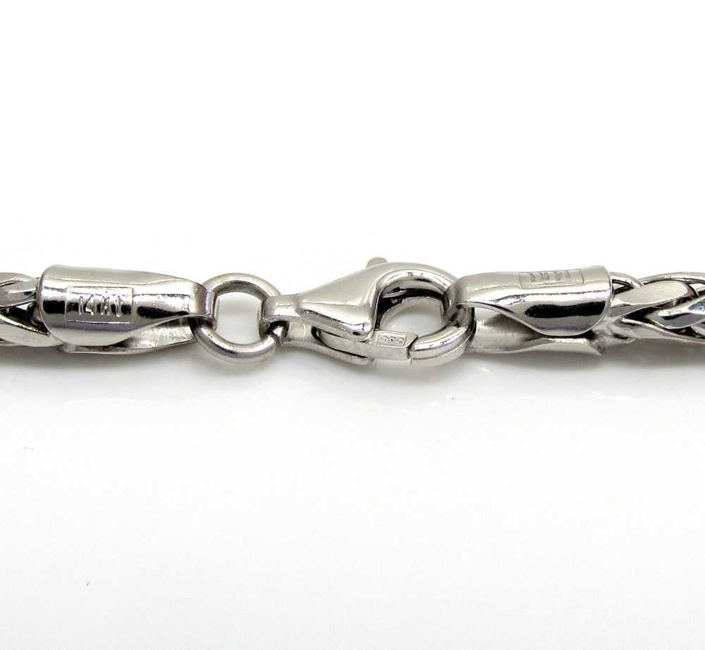 14k white gold medium hollow wheat franco chain 16-30 inch 4mm - Image 4