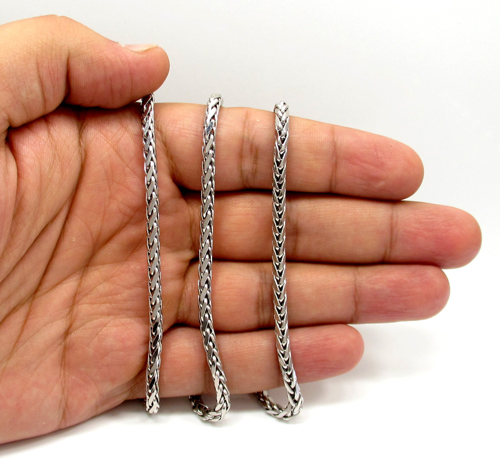 14k white gold medium hollow wheat franco chain 16-30 inch 4mm - Image 5