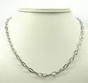 14k white gold fancy hollow diamond cut oval box chain 16-20