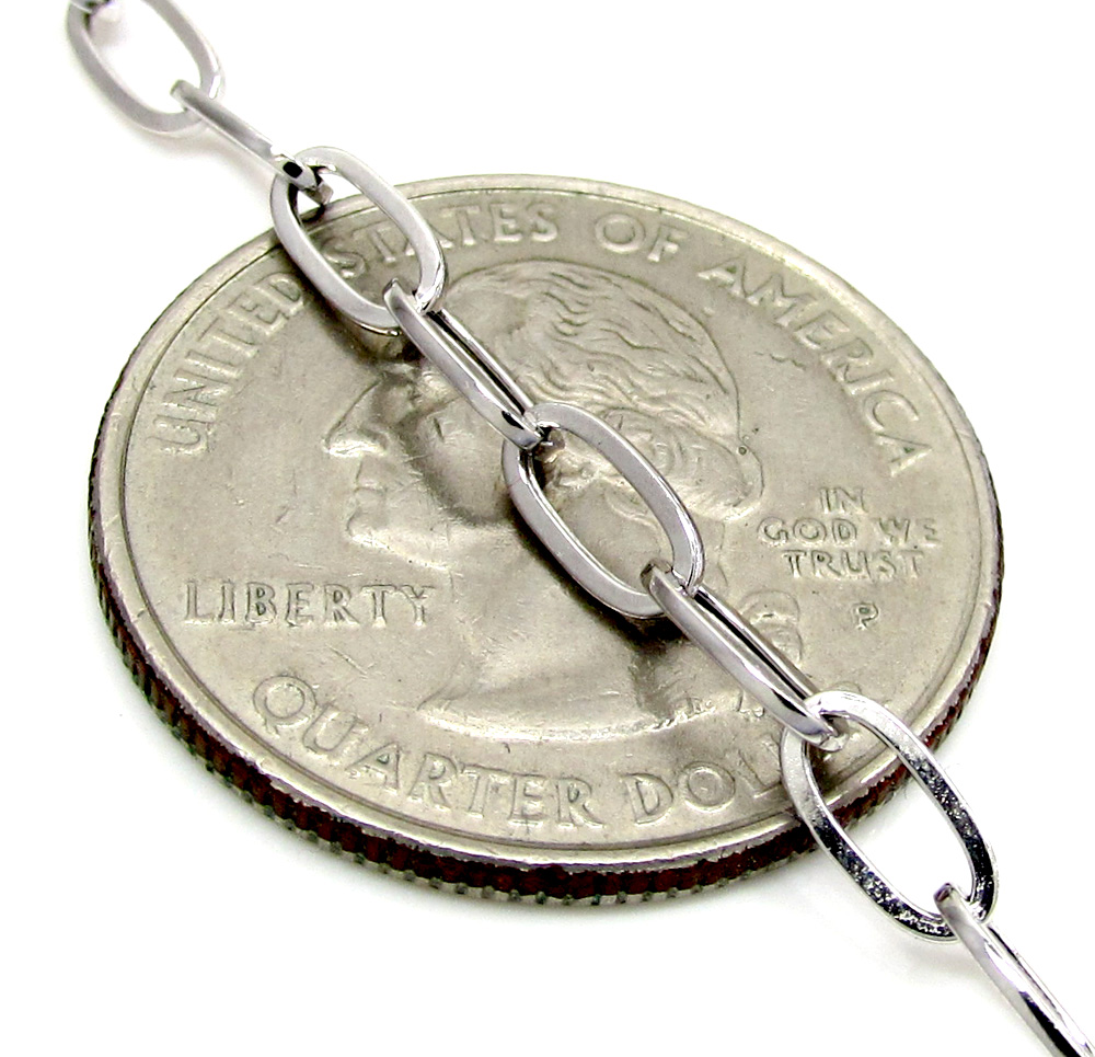 14k white gold fancy hollow oval box chain 16-30 inch 3.5mm - Image 3