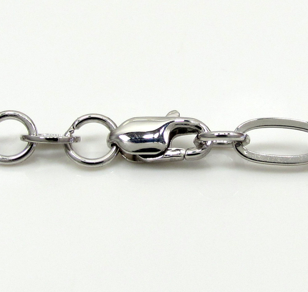 14k white gold fancy hollow oval box chain 16-30 inch 3.5mm - Image 4