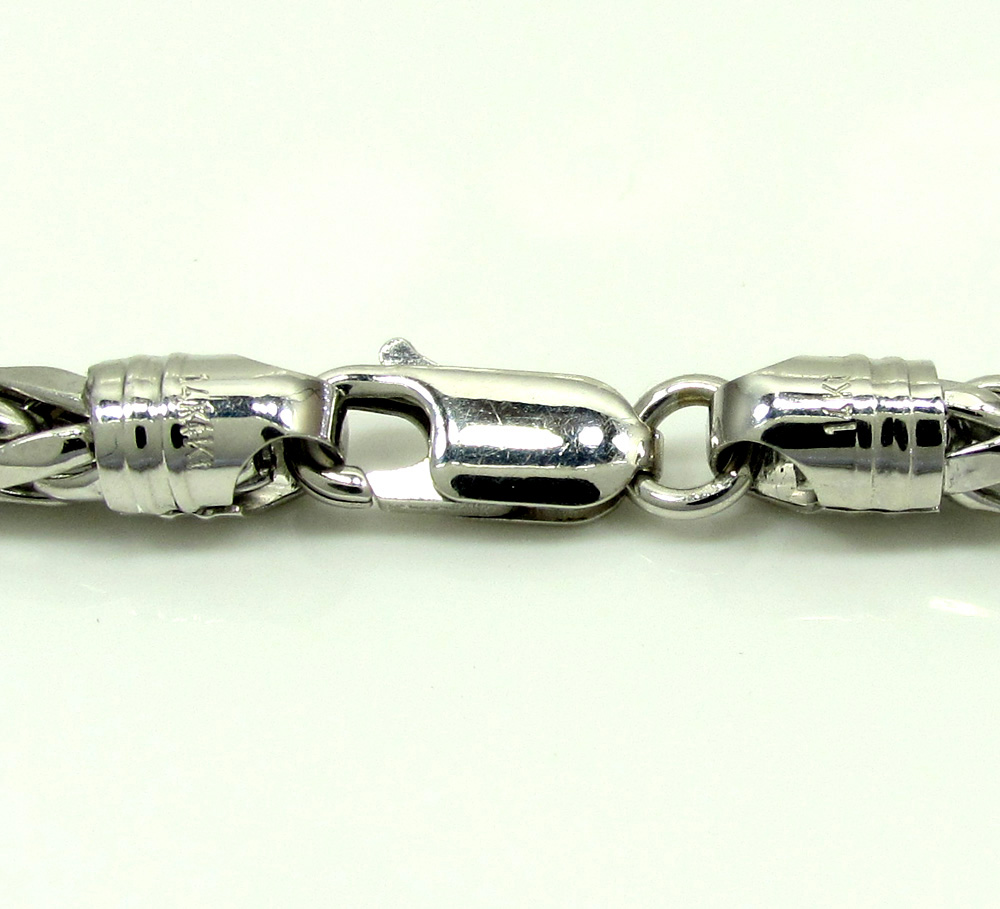 14k white gold large hollow wheat franco chain 28-30 inch 4.5mm