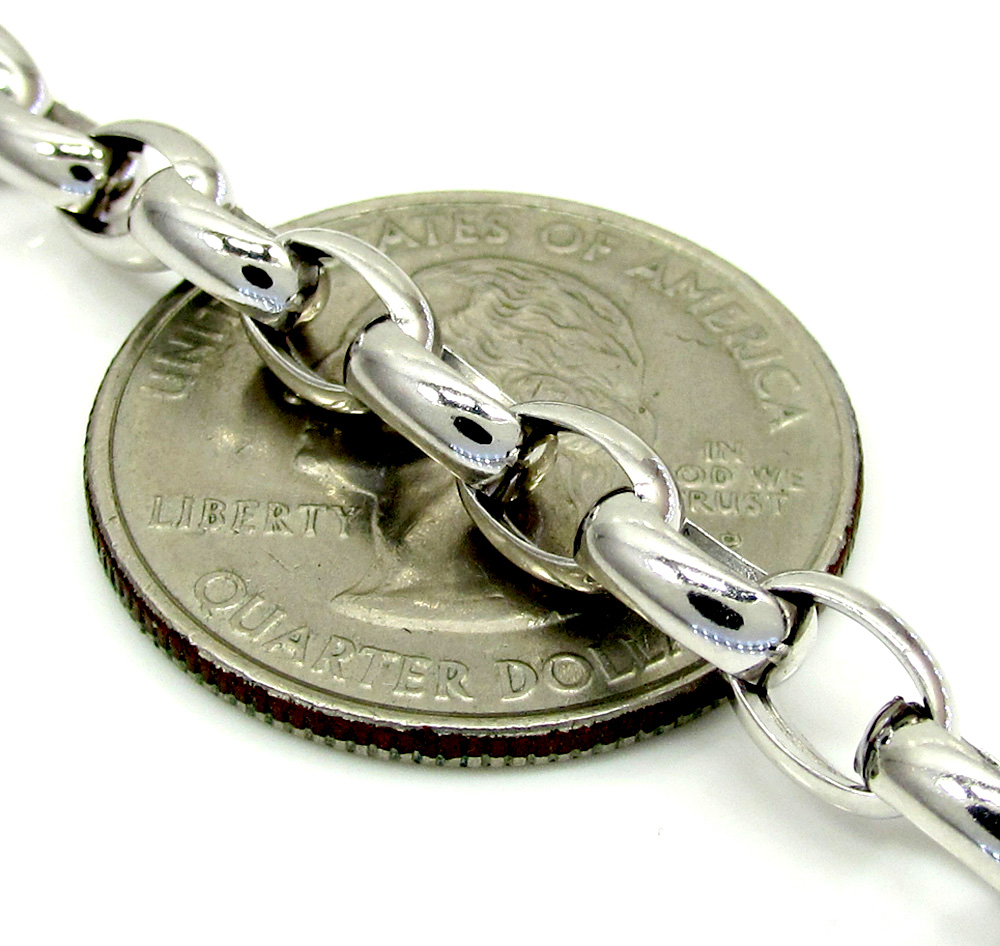 14k white gold hollow oval rolo chain 20-22 inch 5.5mm