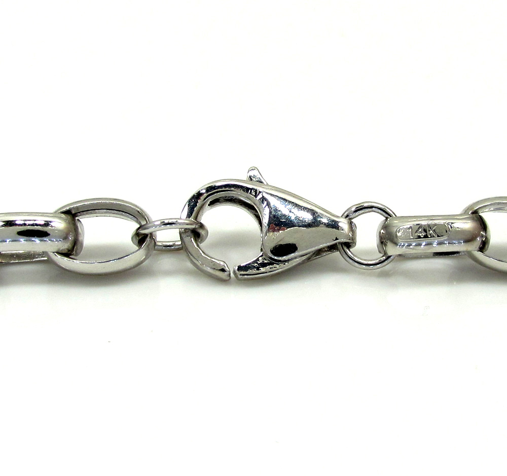 14k white gold hollow oval rolo chain 20-22 inch 5.5mm - Image 4