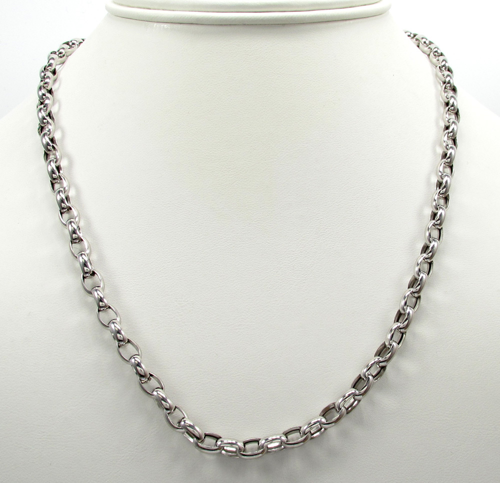 14k white gold hollow oval rolo chain 20-22 inch 5.5mm - Image 6