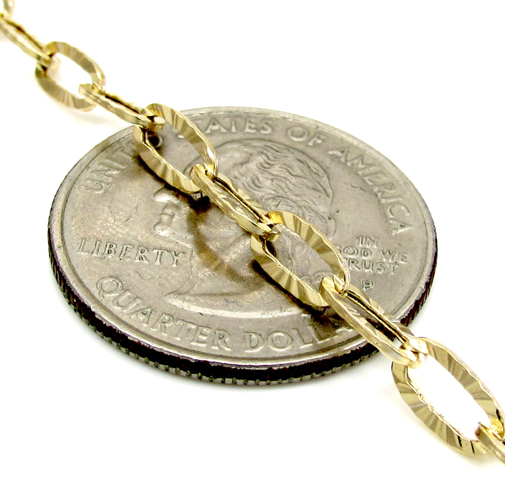 14k yellow gold fancy hollow diamond cut oval box chain 16-20 inch 4.5mm - Image 3