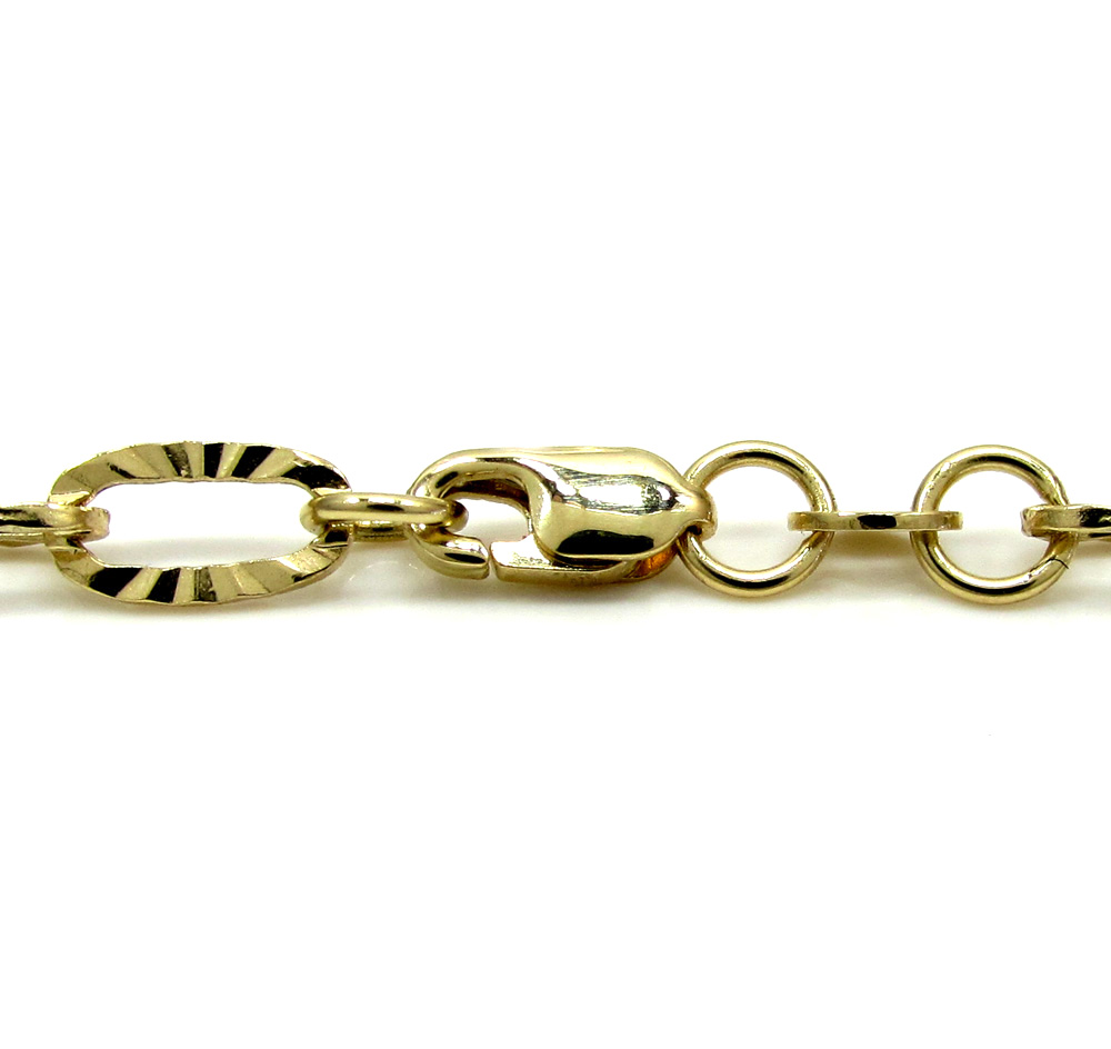 14k yellow gold fancy hollow diamond cut oval box chain 16-20 inch 4.5mm - Image 4