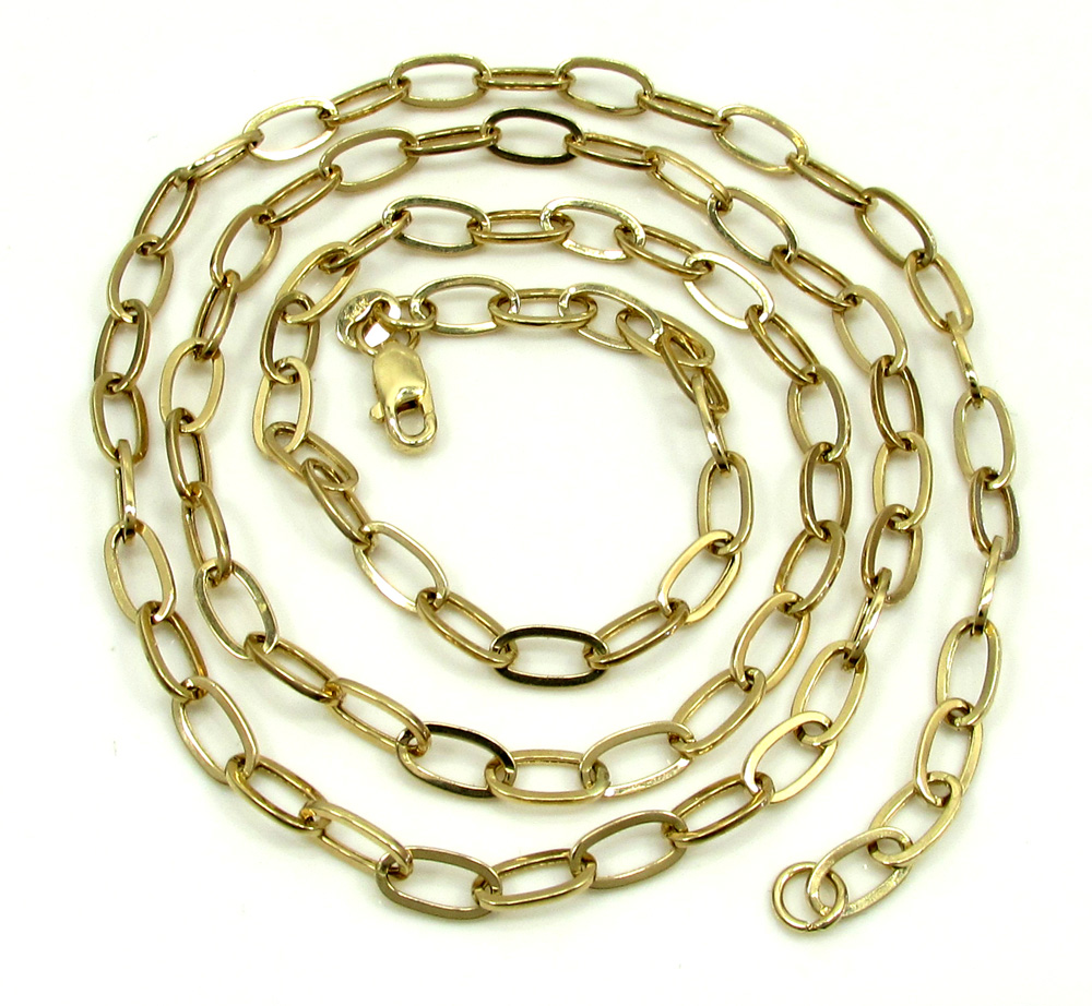 14k yellow gold fancy hollow oval box chain 16-30 inch 4mm