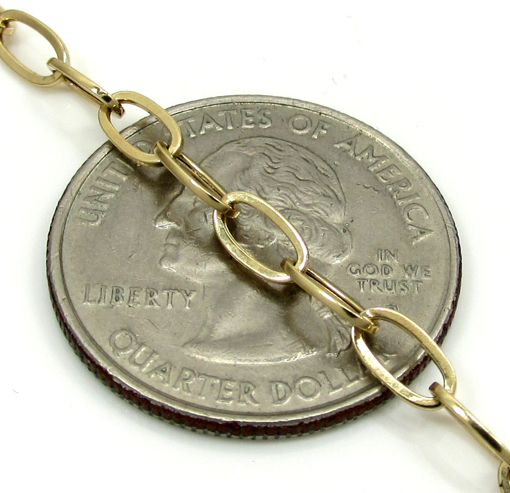 14k yellow gold fancy hollow oval box chain 16-30 inch 4mm - Image 3