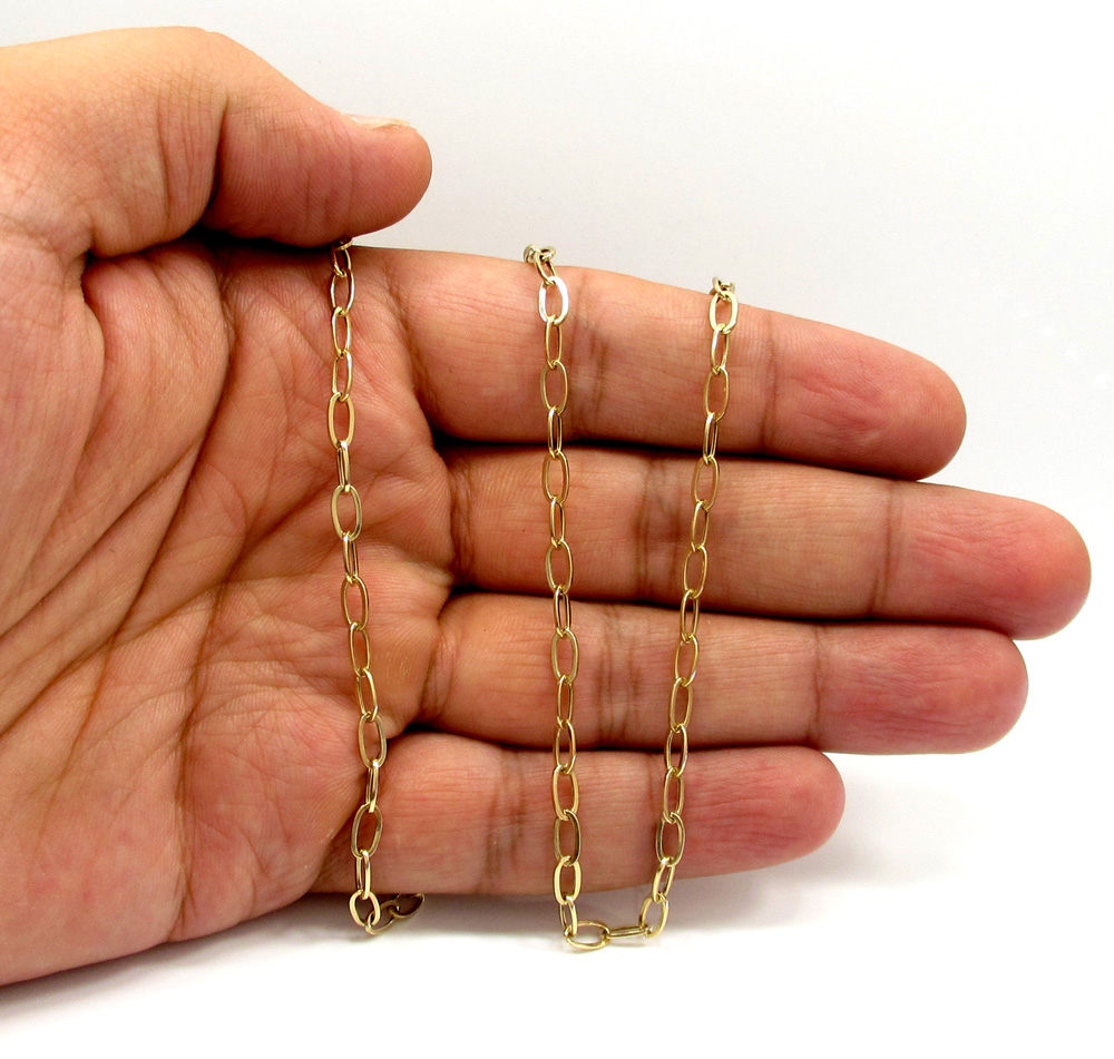 14k yellow gold fancy hollow oval box chain 16-30 inch 4mm