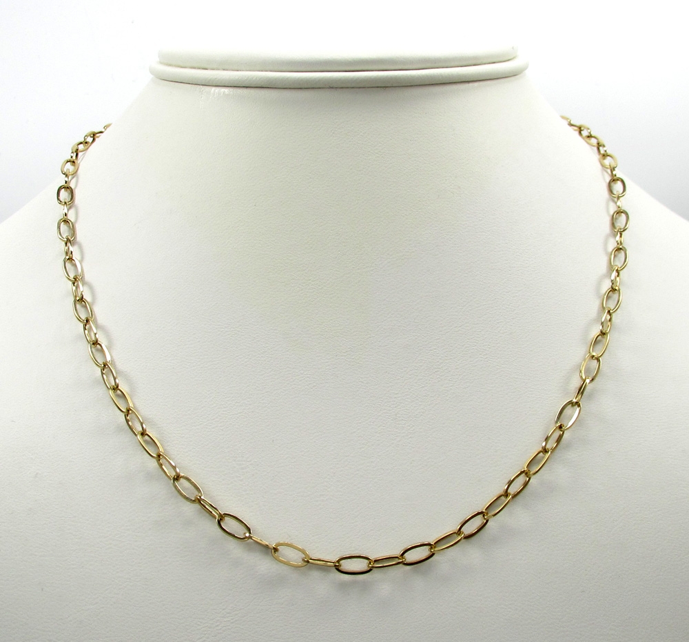 14k yellow gold fancy hollow oval box chain 16-30 inch 4mm