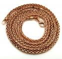 14k rose gold skinny hollow wheat franco chain 16-24 inch 2.5mm