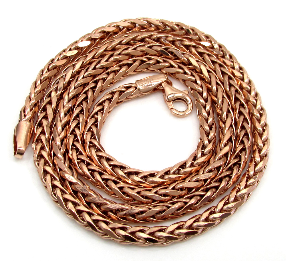 14k rose gold hollow wheat franco chain 16-24 inch 3.5mm - Image 2