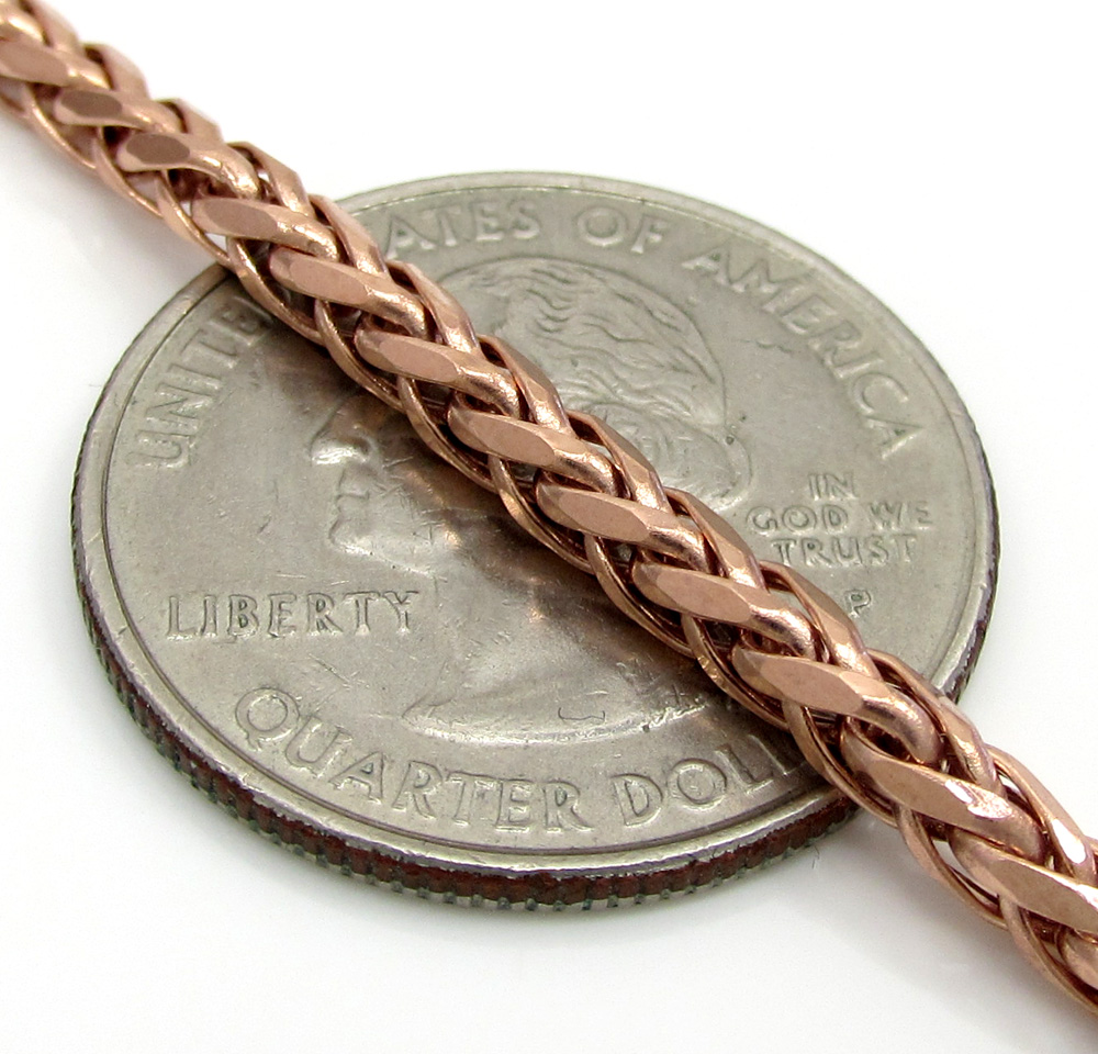14k rose gold hollow wheat franco chain 16-24 inch 3.5mm - Image 3