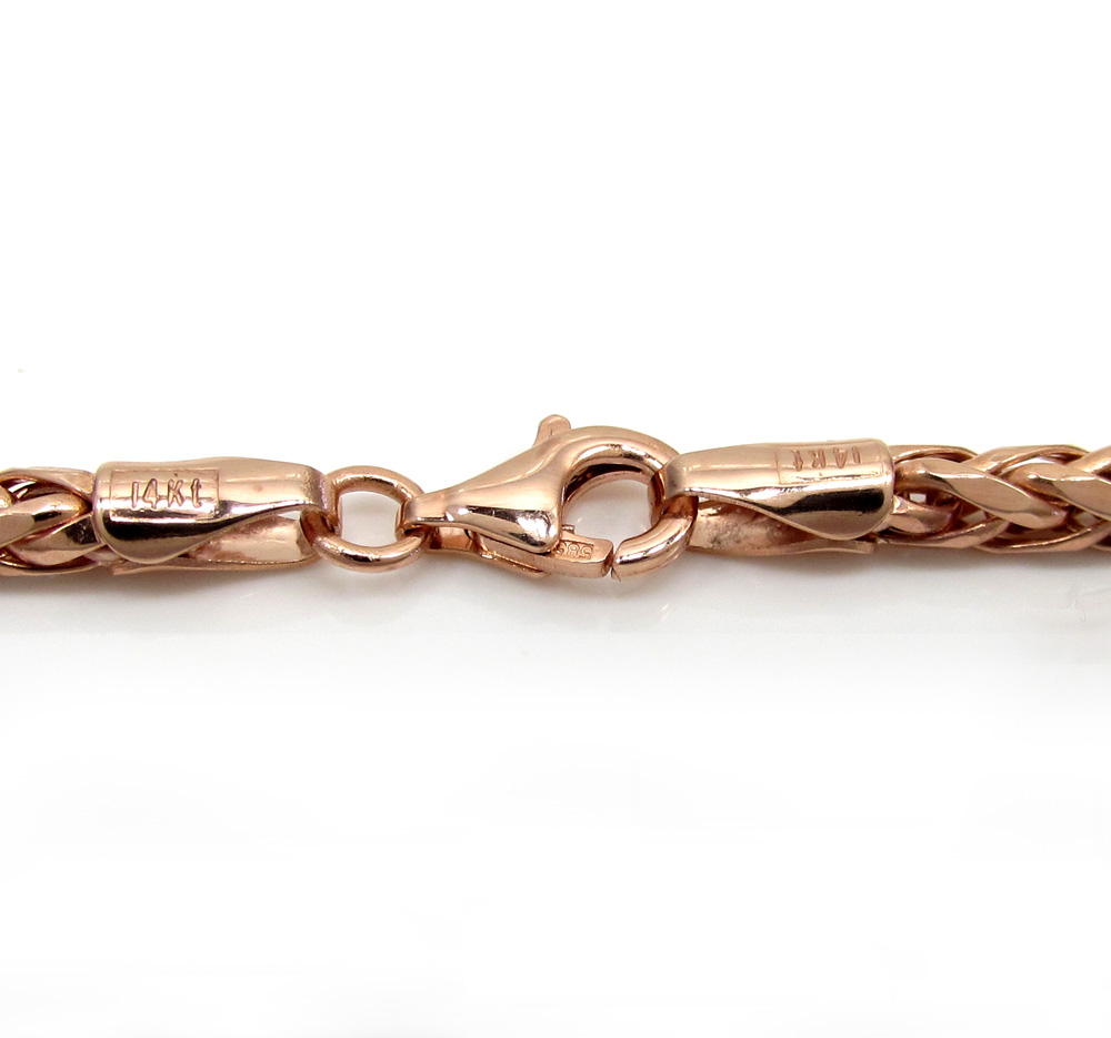 14k rose gold hollow wheat franco chain 16-24 inch 3.5mm
