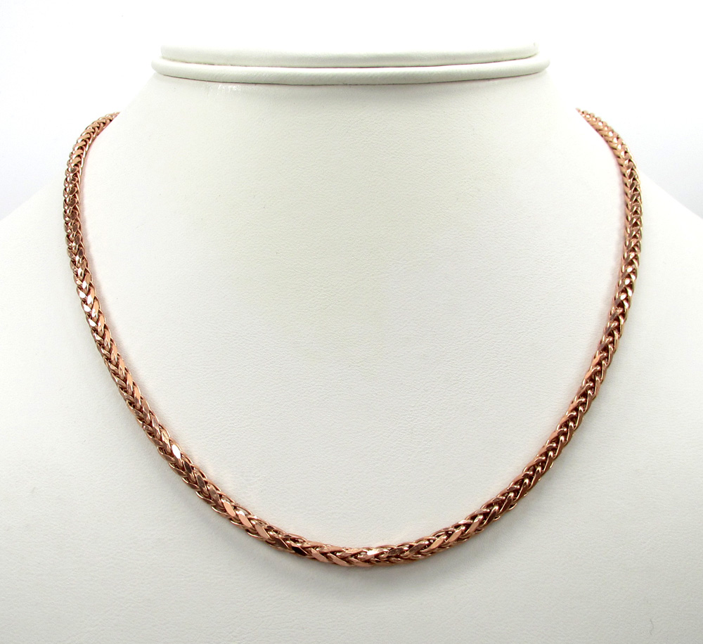14k rose gold hollow wheat franco chain 16-24 inch 3.5mm