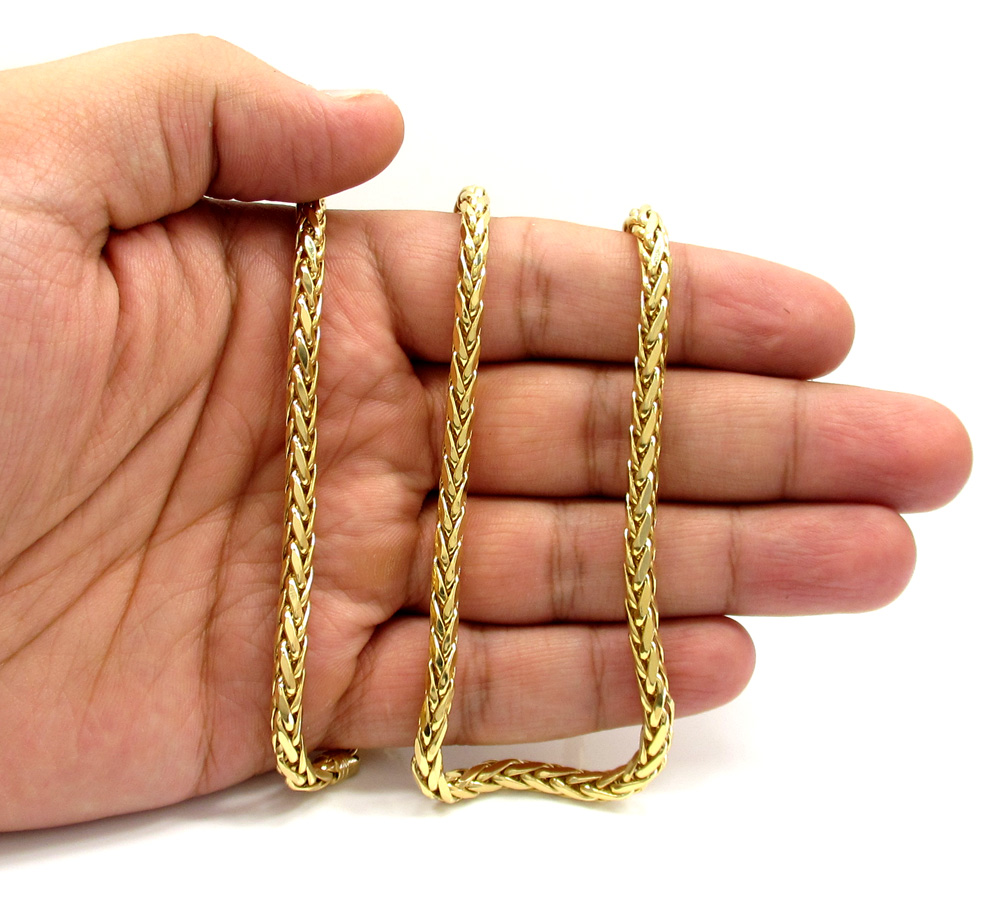 14k yellow gold large hollow wheat franco chain 22-30 inch 5mm - Image 5