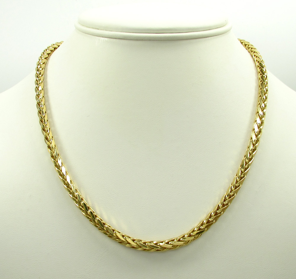 14k yellow gold large hollow wheat franco chain 22-30 inch 5mm - Image 6