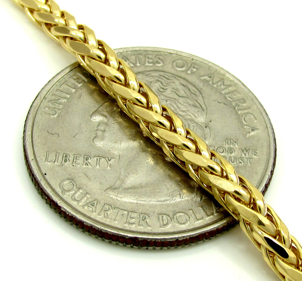 14k yellow gold skinny hollow wheat franco chain 16-30 inch 3mm - Image 3