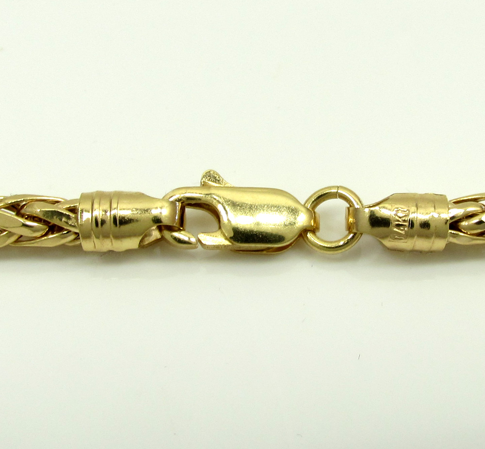14k yellow gold skinny hollow wheat franco chain 16-30 inch 3mm