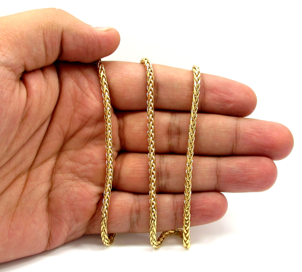 14k yellow gold skinny hollow wheat franco chain 16-30 inch 3mm - Image 5