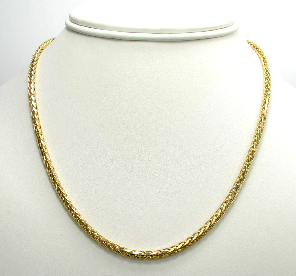 14k yellow gold skinny hollow wheat franco chain 16-30 inch 3mm - Image 6