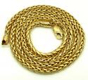 14k yellow gold skinny hollow wheat franco chain 16-30 inch 3mm