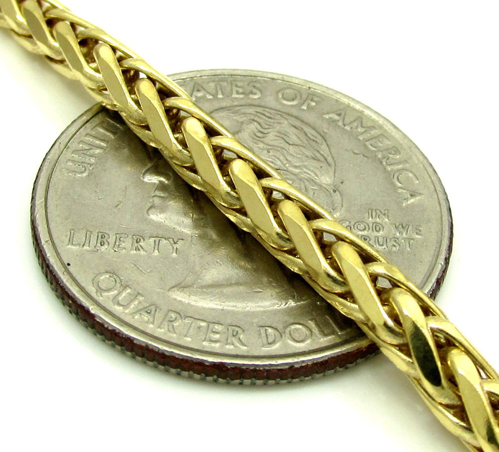 14k yellow gold medium hollow wheat franco chain 16-30 inch 4mm - Image 3