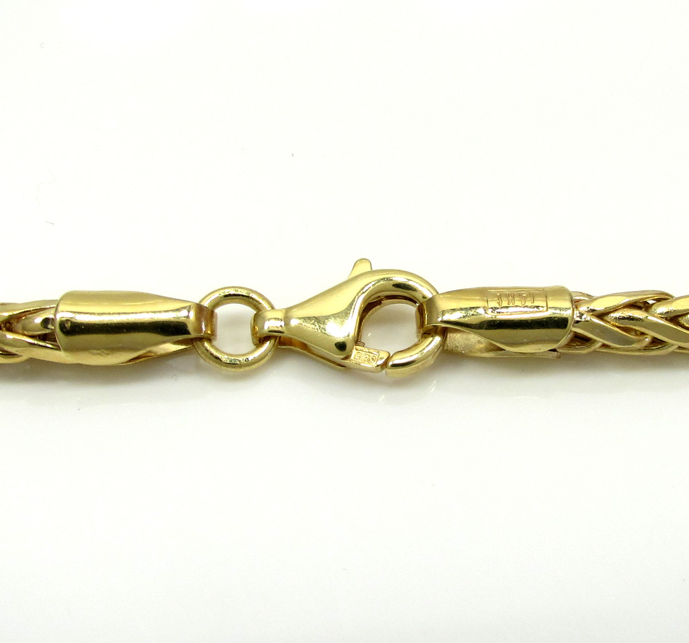 14k yellow gold medium hollow wheat franco chain 16-30 inch 4mm