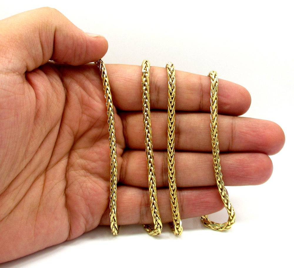 14k yellow gold medium hollow wheat franco chain 16-30 inch 4mm - Image 5