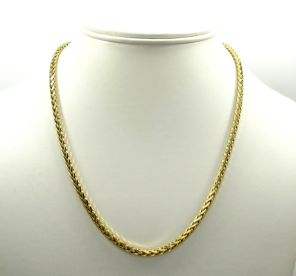14k yellow gold medium hollow wheat franco chain 16-30 inch 4mm - Image 6